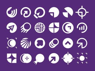 Modern professional set logos planet technology in purple theme