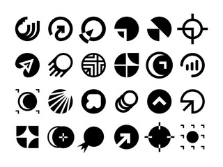 Modern professional set logos planet technology in black theme