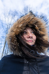 portrait of young woman in winter