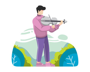 Young man playing violin vector illustration © Ian
