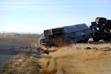 Car Wreck Semi Truck Rolled Over Crash Crashed Wrecked