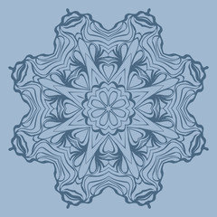 Flower Coloring Mandala. Decorative Elements. Vector Illustration. Oriental Pattern, Indian, Moroccan, Mystic, Ottoman Motifs. Blue pastel color
