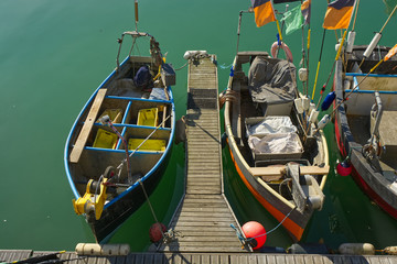 Fototapeta na wymiar Fishing boats at Brighton, Sussex, England