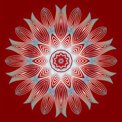 Modern Decorative Floral Color Mandala. Modern Decorative Floral Color Mandala. Vector Illustration. Red white grey colour.
