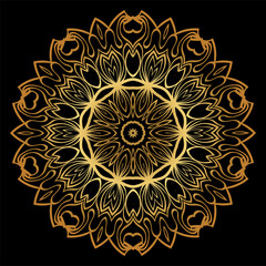 Anti-Stress Therapy Pattern. Mandala. For Design Backgrounds. Vector Illustration. Can Be Used For Textile, Greeting Card, Coloring Book, Phone Case Print. Luxury black, gold color