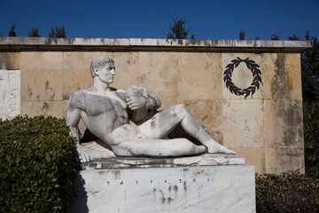 Sculpture of Taygetos under monument of  Leonidas, King of Sparta located at Thermopylae, Greece.