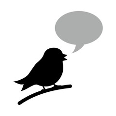 Black bird with speech bubble