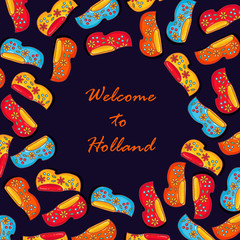 Clogs holland netherlands  banner vector template