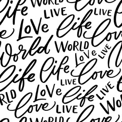 Modern lettering seamless pattern for print, textile, decor. Typography background.