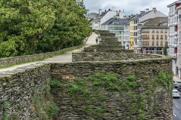 The Roman wall of Lugo surrounds the historic center of the Galician city of Lugo in the province...