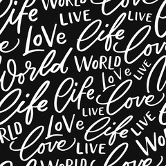 Modern lettering seamless pattern for print, textile, decor. Typography background.