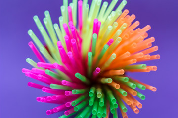 Top view of Plastic straws