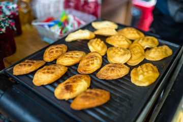 Smoked sheep cheese called in the Polish mountains 