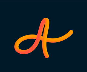 3D Vector tube of the letter A. Calligraphy vector illustration.