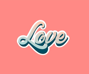 The lettering words love. Colorful letter calligraphy.