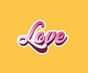 The lettering words love. Colorful letter calligraphy.