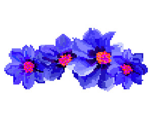 Pixel art of flowers illustration isolated on white background.