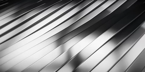 Deurstickers Elegant Luxury Metal smooth line background. Abstract metallic Stainless steel curve shapes. 3d render © Chanchai