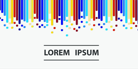 Flat geometric background with circles and colorful lines. Design for Wallpaper, banner, flyer