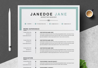 Resume and Cover Letter Layout with Light Blue Accents