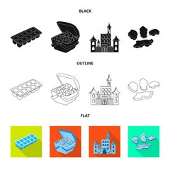 Vector design of texture  and frozen  symbol. Set of texture  and transparent  stock vector illustration.