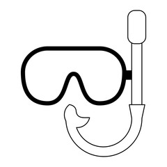 Diving mask equipment symbol in black and white
