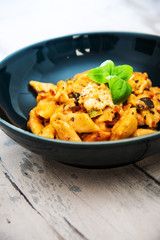 tasty pasta Italian tomato sauce pasta on the table