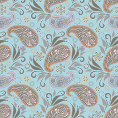 Seamless delicate pattern with paisley. Traditional ethnic ornament,. Vector print. Use for wallpaper, pattern fills,textile design.