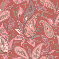 Seamless colorful pattern with paisley. Traditional bright ethnic ornament. Vector print. Use for wallpaper, pattern fills,textile design.