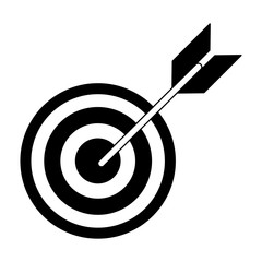 Target dartboard symbol isolated in black and white