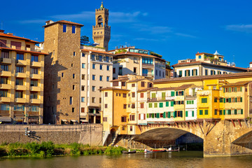 Naklejka na ściany i meble Ponte Vecchio bridge and Arno river waterfront of Florence view