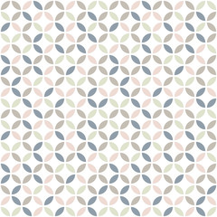 Geometric seamless pattern in pastel colors. Mid century design. Vector wallpaper.