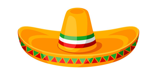 Mexican sombrero illustration of traditional hat. - obrazy, fototapety, plakaty