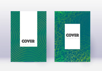 Hipster cover design template set. Green abstract 