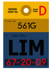 Lima airport luggage tag