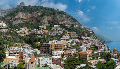 Panoramic view  of Positano town at  Amalfi Coast, Italy.