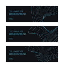 Web banner design template set consisting of abstract background pattern made with repetitive lines forming organic shapes in flower abstraction. Modern vector art.
