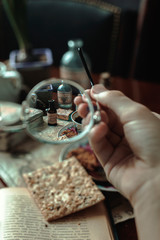 bottle through the glasses