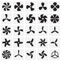 Propeller icons set on squares background for graphic and web design. Simple vector sign. Internet concept symbol for website button or mobile app. - 256028224