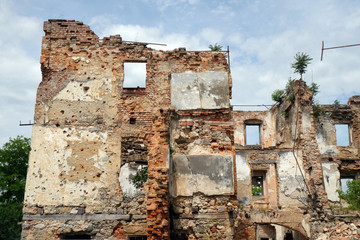 Destroyed house, open air museum of the Croatian War of Independence, 1991 - 1995, (Homeland War,...