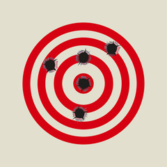 Bullet holes in the target. Vector illustration.