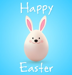 Easter egg rabbit on a blue background.