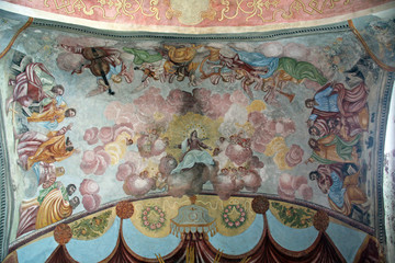 Fresco painting in parish Church of Our Lady of snow in Kamensko, Croatia