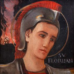 Saint Florian, Parish church of the Holy Trinity in Krasic, Croatia - obrazy, fototapety, plakaty