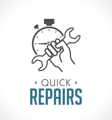 Repairs icon - hand with wrench concept - obrazy, fototapety, plakaty