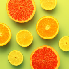 Colorful sliced fruits background