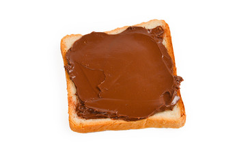 Сhocolate paste sandwich isolated on white background.