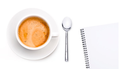 Kaffeetasse mit Notizblock