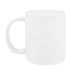 Blank white mug isolated on white background