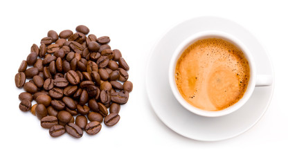 Kaffeetasse  mit Kaffeebohnen